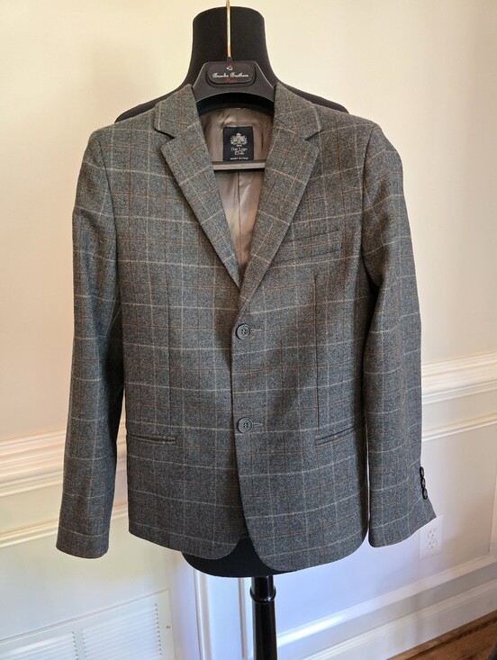 Dal Lago Club Other - Dal Lago Club Boy's Gray Plaid Wool Sport Coat with Brown Windowpane